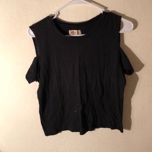 Black Open-Shoulder Shirt